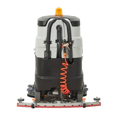 Battery Powered Ride-On Commercial Floor Scrubber Machine, 38" Brush, 48" Squeegee Width, 46 gal Solution Tank, 48 gal Recovery Tank, 5 hr Use 8 hr Charge, 180 RPM, 84,000 Sqft/H, Batteries Included - size: 38"