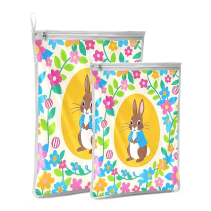 Mesh Laundry Bags Lingerie Bags for Washing Delicates 2 PCS Durable Wash Bag with Zipper Small and Medium Washable Bright Colorful Easter Eggs - color: Bright Colorful Easter Eggs