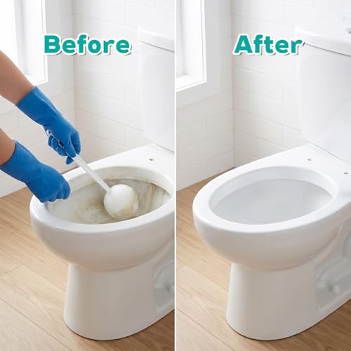 20 Pack Soft Toilet Bowl Brush with Long Plastic Handle 15 Inches Long Disposable Soft Swab Toilet Bowl Cleaners Mop, Toilet Brushes for Dead Corner Silk Scrubber for Toilet Bowls (White)
