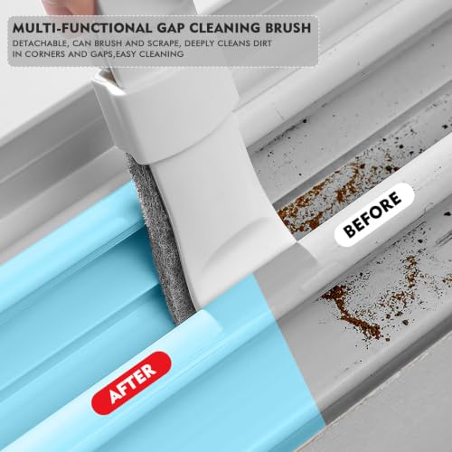 Crevice Cleaning Brush with 10 Replacement Scouring Pads, Deep Detail Scrubbing Tool for Window Track, Sliding Door Rail, Tile Grout, Shower - color: Gray Brushes+10 Clothes