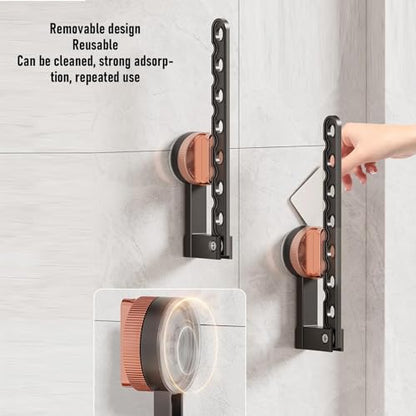 Yosoo Health Gear Wall Mounted Foldable Clothes Drying Rack, Suction Cup Laundry Rack with Metal Strap for Bathroom, Bedroom, Laundry Room, Space Saving Portable Design