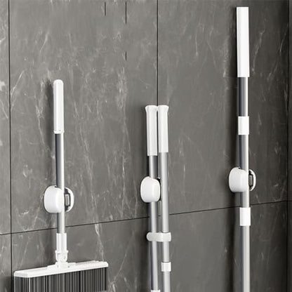 Wall Mount Mop Holder, Strong Adhesive No Drill Broom Organizer with Versatile High Load Bearing, for Bathroom Kitchen Home Organization