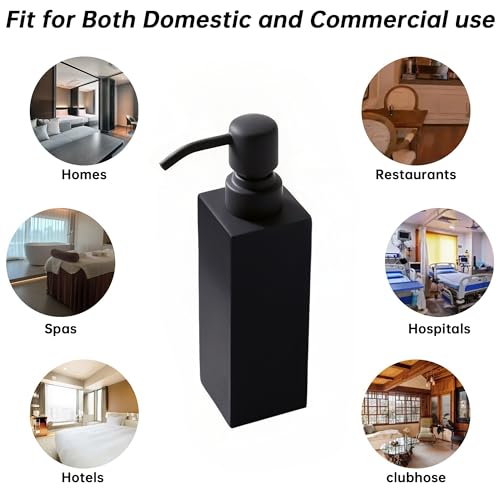 Matte Black Soap Dispenser, Countertop Lotion Resin Bottles with Rust Proof Black Pump, Refillable Liquid Hand Soap Jar, Resin Shower Dispensers for Bathroom, Kitchen - color: Make Black