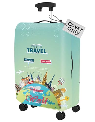 Elastic Luggage Cover Size XL 29-32 Inch, Earthy Tones Design Suitcase Protector, Premium Washable Waterproof Scratch-Resistant Dustproof Stretch Sleeve for Hard Shell Spinner Travel Bags - color: Earthy Tones, size: XL (29-32 inch)