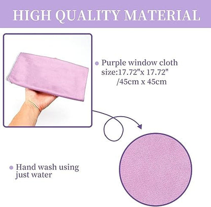 Norwεx Window Cleaning Cloth, Glass Cleaning Cloth, No Chemical Needed, Just Add Water Lints Streaks Scratches Free. (Purple 2 Pack) - color: Purple Pack 2