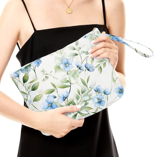 Fokongna Floral Print Wet Bag, Small Portable Waterproof Multi-Functional Organizer for Women, Sky Blue White Wildflower, Ideal for Daily, Beach & Travel - color: Sky Blue White Wildflower