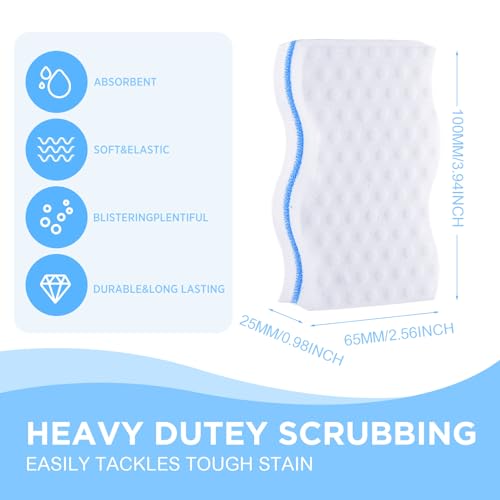 SiliFine Magic Extra Durable Sponge Eraser 3 Layer Density Cleaning Pads in Bulk Thick More Lasting Sponge Eraser for Bathroom Kitchen Floor Bathtub Toilet Cleaner(60 Pcs,White, Blue) - color: Blue and White