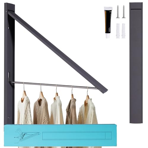 Ithywat Retractable Clothes Drying Rack, Space Saver Wall Mounted Folding Hanger for Laundry Room, Closet Storage Organization, Easy Installation Aluminium Never Rust Dryer Gray - color: Gray