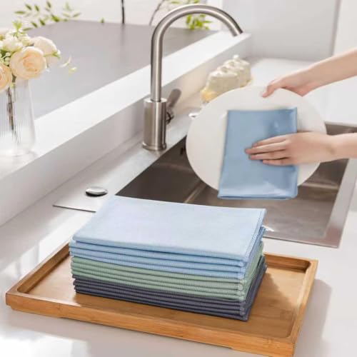 Microfiber Glass Cleaning Cloth 8 Pack, 16 Inch x 12 Inch, Lint Free Quickly Clean Window, Glasses, Windshields, Mirrors, and Stainless Steel, Multicolor - color: Multicolor1