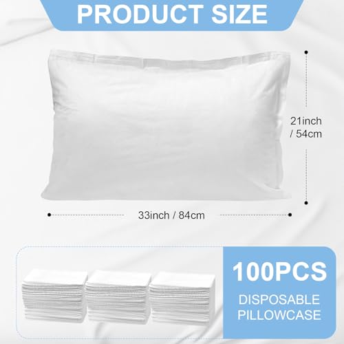 100PCS Disposable Pillow Cases, Bulk Pillow Covers Sleeves for Medical Hospital Spa Hotel Travel, Standard Size 33" x 21", White