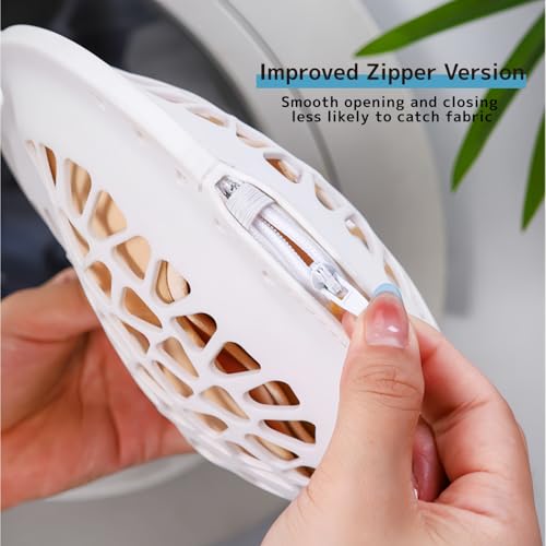 2 Pack Bra Washing Bags for Laundry, Large 8.6x8.6in Silicone Delicate Underwear Laundry Bags, Anti-Deformation Washing Bag with Side Zipper, Tangle-Free & Shape-Support Gray & White