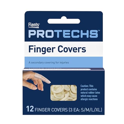 Flents First Aid Finger Covers, 12 Count, Small, Medium, Large, X-Large, Protects Finger While Healing From Injury (3 Pairs Each of S/M/L/XL) (69626) - color: Assorted, size: 12 Count (Pack of 1)