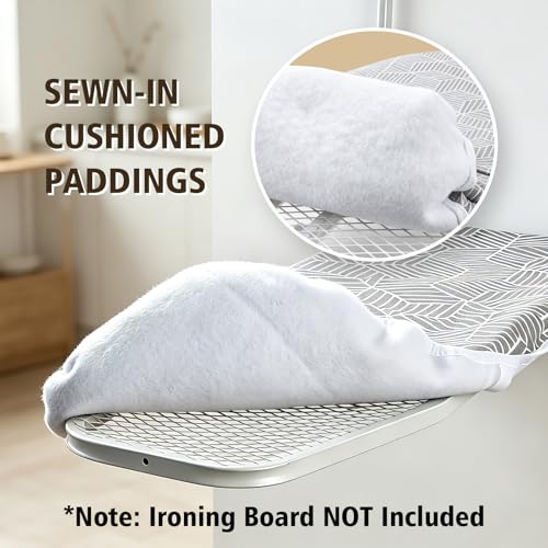 Seiritex Over the Door Ironing Board Cover 14 x 42 inch, Thick Padding w Hook and Loop Fasteners Wall Iron Board Cover (Gray Cube Update Version) - color: Gray Cube, size: 14x42 Update
