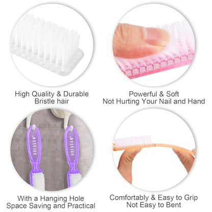 HOFASON 6 Pack Nail Brush for Cleaning Fingernails, Nail Brush Handle Grip Brush for Nail and Toenail Foot, Nail Dust Brush Manicure Pedicure Tools Scrubbing Brush Women Men Home Salon (Clear) - color: Clear