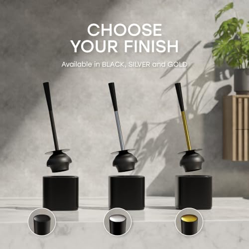 Toilet Plunger with Holder and Drip Tray Caddy – Silver - color: Silver