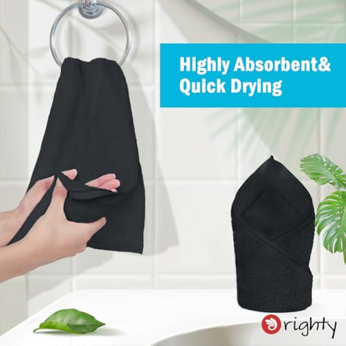 Orighty 24-Pack Black Hand Towels, 16x29 inch Microfiber Gym Towels - color: Black, size: 16 x 29 Inches (24 Pack)
