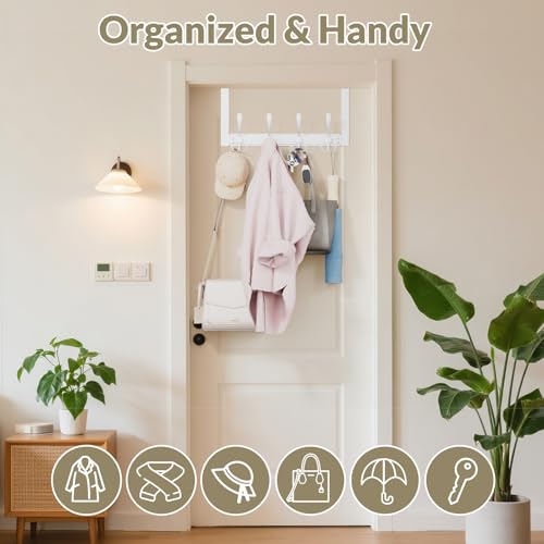 Heavy Duty Over The Door Towel Rack for Bathroom, White Door Towel Hanger - color: White