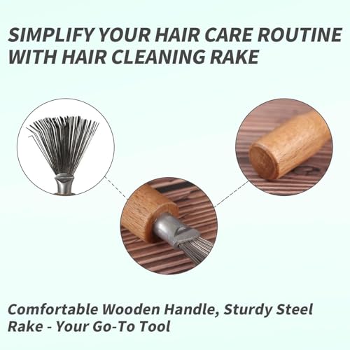 2 Packs Hair Brush Cleaner Tool,Portable Hair Remover Brush for Cleaning Hair,Wooden Handle Wire Lint Remover for Hair Brushes, ust & Lint from Brushes, Combs & Upholstery