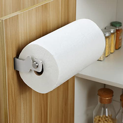 ZUNO Paper Towel Holder Cabinet Door or Under Cabinet, Self Adhesive - color: Brushed Silver/Cabinet Door