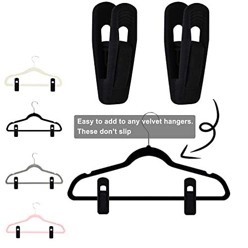 TOFIIGREM Black Velvet Hangers Clips 40 PCS, Pants Hangers Velvet Clips Easily Add to Velvet Hanger, Skirt Suit Pants Clothes Velvet Hangers, Baby Kids Hangers Clips - color: Black, size: 40pc