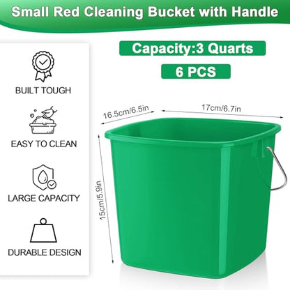 Zhehao 6 Pcs 3 Quart Small Sanitizer Cleaning Bucket, Dark Green - color: Dark Green