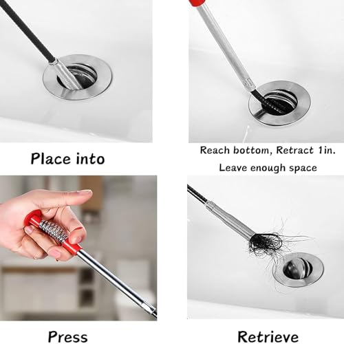 Drain Snake Hair Drain Clog Remover 33 Inch Flexible Grabber Claw Pick Up Reacher Tool - Gutter Cleaning Tools for Home Sink, Bathroom Tub,Drain, Toilet, Tight Spaces - style: 33 IN