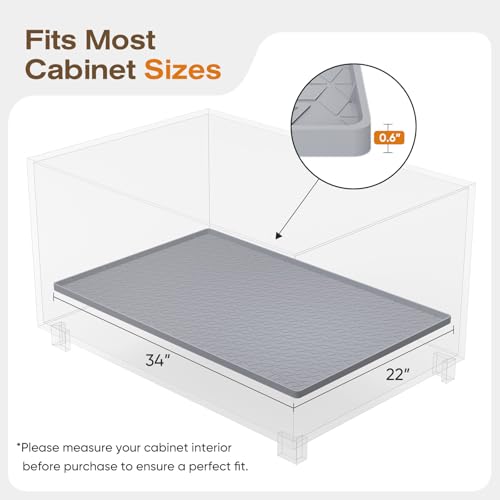 TRZZ Waterproof Under Sink Mat, 34"x22", Drip Tray Shelf Liner, Light Grey - color: Light Grey, size: 22"W x 34"L