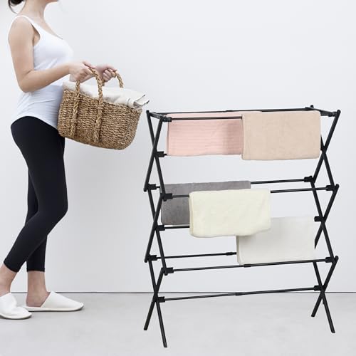 ZOES HOMEWARE Clothes Drying Rack,Collapsible Drying Rack Clothing, Black - color: Black
