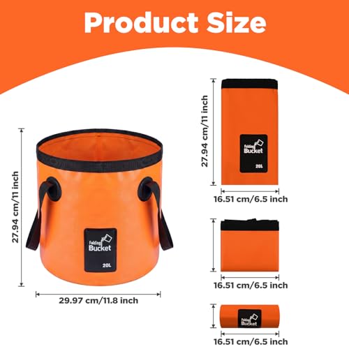 4 Pcs Collapsible Bucket with Handle 5 Gallon(20L) Foldable Water Container Folding Water Bucket Portable Folding Camp Wash Basin for Outdoor Travelling Camping Hiking Fishing Car Washing
