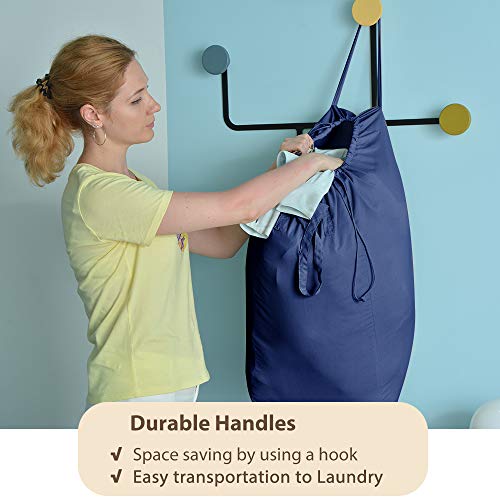 MCleanPin 140L Washable Laundry Bags with Handles,Dirty Clothes Storage for College Dorm or Travel, Laundry Liner Fit Laundry Hamper or Basket,2 Pack,Brown (Navy Blue) - color: Navy Blue