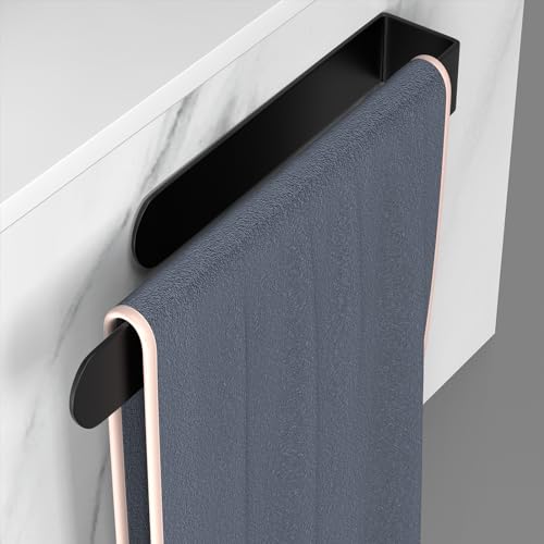 HUFEEOH Hand Towel Holder, Towel Hanger for Bathroom, Self Adhesive Bathroom Towel Holder Towel Bar, Towel Holder for Kitchen Cabinet - color: Black, size: 14 Inch