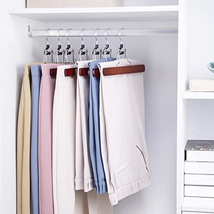 Nature Smile Wooden Pants Skirt Hangers, Smooth Finish Solid Wood Non Slip Jeans Slack Clamp Hangers Hair Extension Hangers (10 Pack Cherry)… - color: Cherry