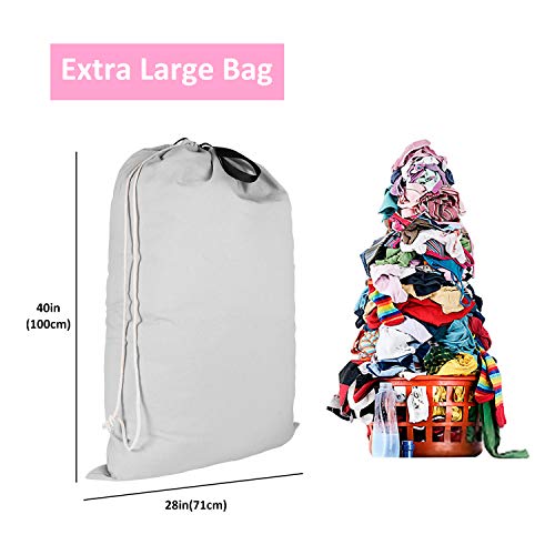SWISSELITE Heavy Duty Laundry Bag, Large Travel Dirty Clothes Bag - color: Light Gray