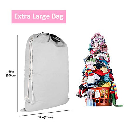 SWISSELITE Heavy Duty Laundry Bag, Large Travel Dirty Clothes Bag - color: Light Gray