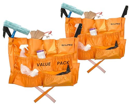 Alpine Trash Can Caddy Bag 2 Pack - 12 Pockets Commercial Cleaning Caddy Bag for Brute & All Industrial Trash Cans & Garbage Bins - Heavy Duty Washing Machine Friendly Trash Can Caddy Bag with Straps - size: 2-pack