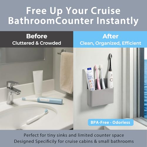Magnetic Toothbrush Holder for Cruise Ship Cabins – Cruise Essentials 2026 & Travel Must Haves – Wall-Mounted Cruise Bathroom Organizer for Alaska & Caribbean Staterooms (Pink) - color: Pink