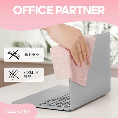 Fantasticlean Microfiber Cleaning Cloth Roll, Pink, 60 Pack, 8" x 8" - color: Pink