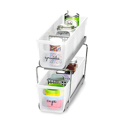 madesmart Mini 2-Tier Organizer, Multi-Purpose Slide-Out Storage with Handles and Dividers for Home and Bath, Frost - color: Grey