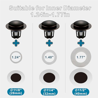 WELSAN Oil Rubbed Bronze Bathroom Sink Drain Stopper 1 1/8"-1 1/2", 2 Pack - color: Oil Rubbed Bronze-2