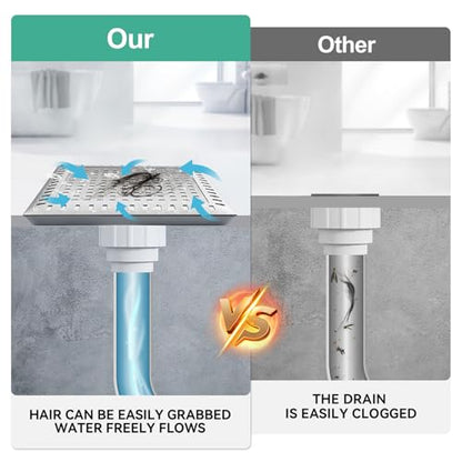 Drain Hair Catcher for Bathroom Sink,4.8" Stainless Steel and Silicone Shower Drain Covers Suitable for Drains and Bathroom Floors (1, Gray) - color: Gray