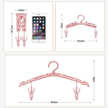 Portable Travel Clothes Hangers with Clips, Foldable Drying Rack