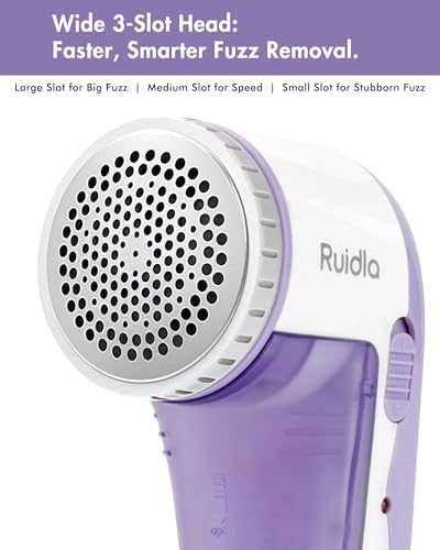 Ruidla Fabric Shaver Lint Shaver Defuzzer, Rechargeable Lint Remover - color: Purple