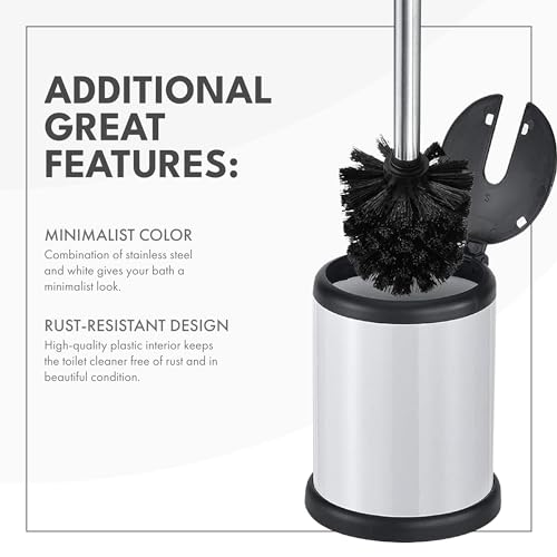 ToiletTree Products Toilet Brush with Lid - Sleek Bowl Brush and Holder - Heavy-Weight Base - Lidded Toilet Bowl Cleaner - White - style: White