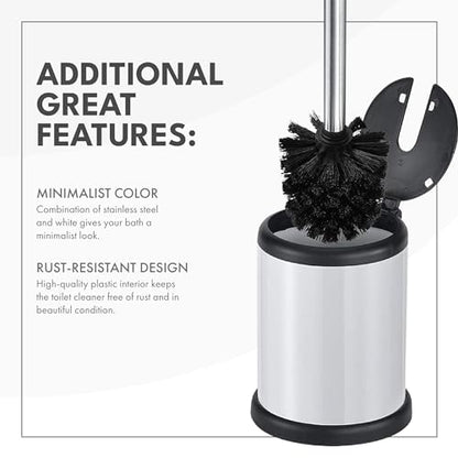 ToiletTree Products Toilet Brush with Lid - Sleek Bowl Brush and Holder - Heavy-Weight Base - Lidded Toilet Bowl Cleaner - White - style: White