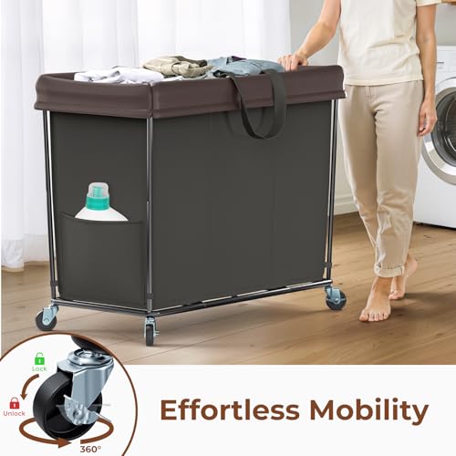 Large Laundry Hamper with Wheels, 320L Rolling Laundry Basket with Wheels - color: Black, size: 320L