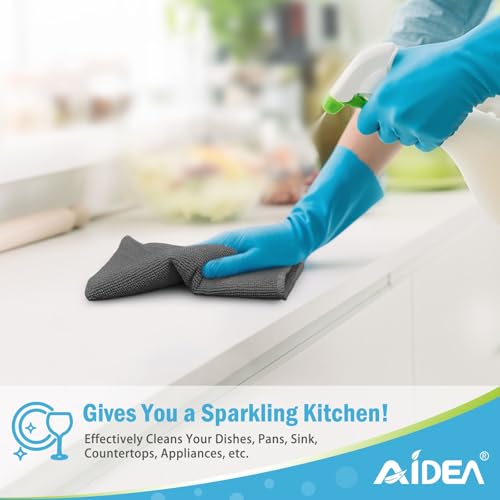 AIDEA Gray Microfiber Cleaning Cloth-12PK, Cleaning Rags 12"x 12" Absorbent - color: Grey, size: 12in.x12in.