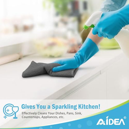 AIDEA Gray Microfiber Cleaning Cloth-12PK, Cleaning Rags 12"x 12" Absorbent - color: Grey, size: 12in.x12in.