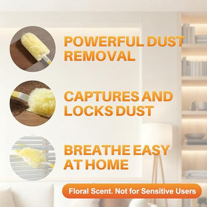 Heavy Duty Duster Refills for Swiffer Duster, 24 Count Yellow Refills with 1 Handle, Disposable Dusters for Cleaning Electronics, Furniture, Blinds - color: Yellow[handle]*1+yellow[refills(double-sided)]*24