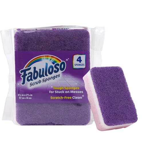 Fabuloso Scratch-Free Kitchen Dish Sponges, Purple, 4 Count - color: Purple, size: 4 Count (Pack of 1)