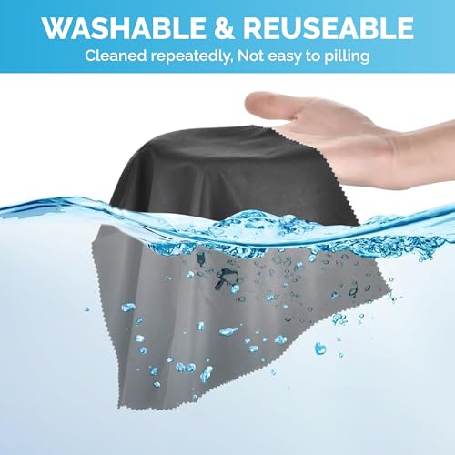 Microfiber Cleaning Cloths 6 Pack – 6x7 Inch Lint‑Free Lens & Screen Cleaner – Eyeglass Camera Phone Tablet TV Cloth – Reusable Scratch‑Free Streak‑Free – 3 Dark Grey & 3 White Individually Wrapped